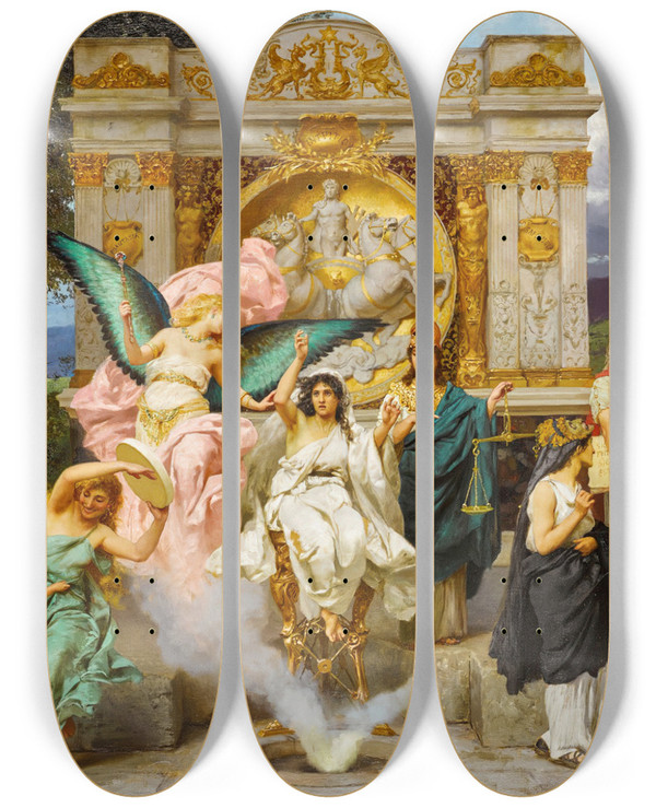 Triptych art skateboard deck of Henryk Siemiradzki Parnassus by Henryk Siemiradzki (1843-1902)