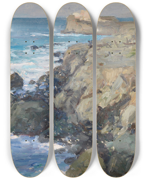 Triptych art skateboard deck of Alfred Zoff Kste Bei Forio Auf Ischia by Alfred Zoff (1852-1927)
