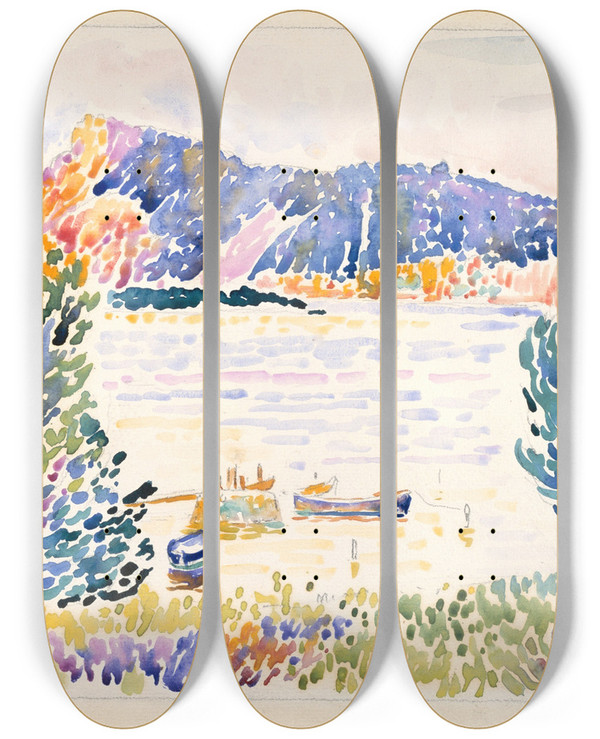 Triptych art skateboard deck of Henriedmond Cross Cap Ngre by Henri-Edmond Cross (1856-1910)