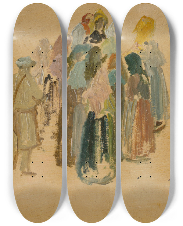 Triptych art skateboard deck of Josef Navrtil Study Of Slovak Types by Josef Navratil (1798-1865)