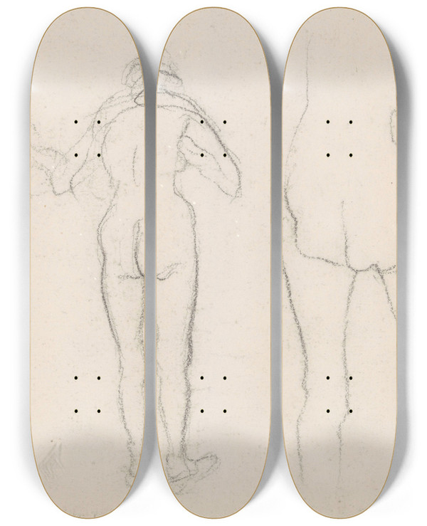 Triptych art skateboard deck of James Ensor Four Nudes by James Ensor (1860-1949)