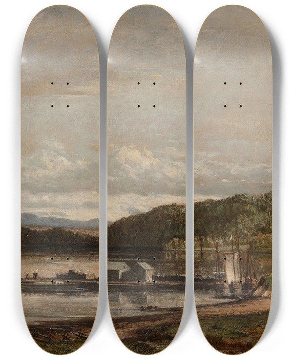 Triptych art skateboard deck of Winckworth Allan Gay Landscape by Winckworth Allan Gay (1821-1910)