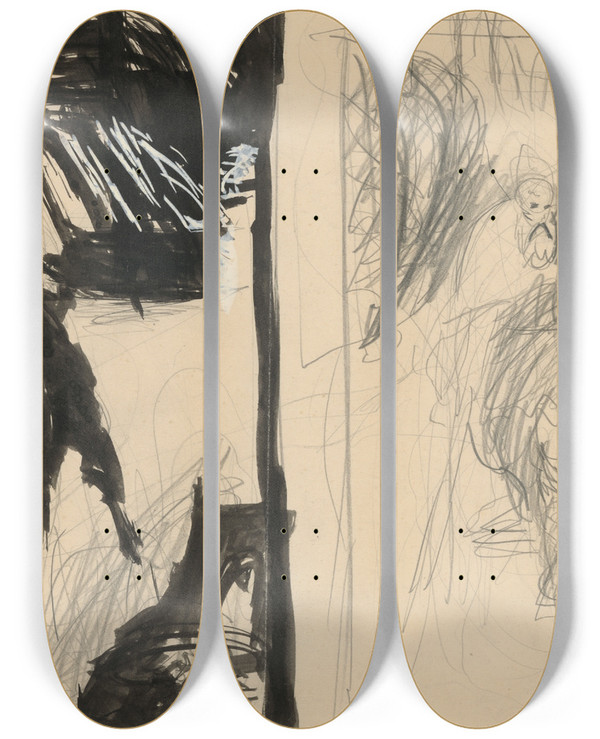 Triptych art skateboard deck of Jn Novk Cripple_2 by Jan Novak (1921-1944)