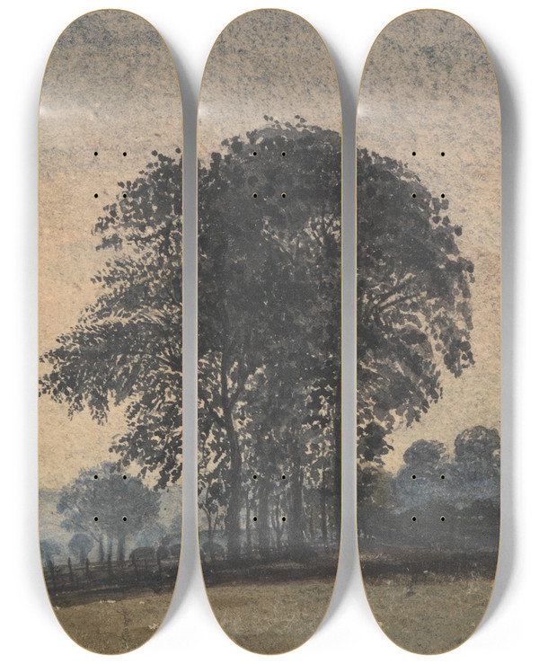 Triptych art skateboard deck of David Charles Read Landscape With Trees_1 by David Charles Read (7901)