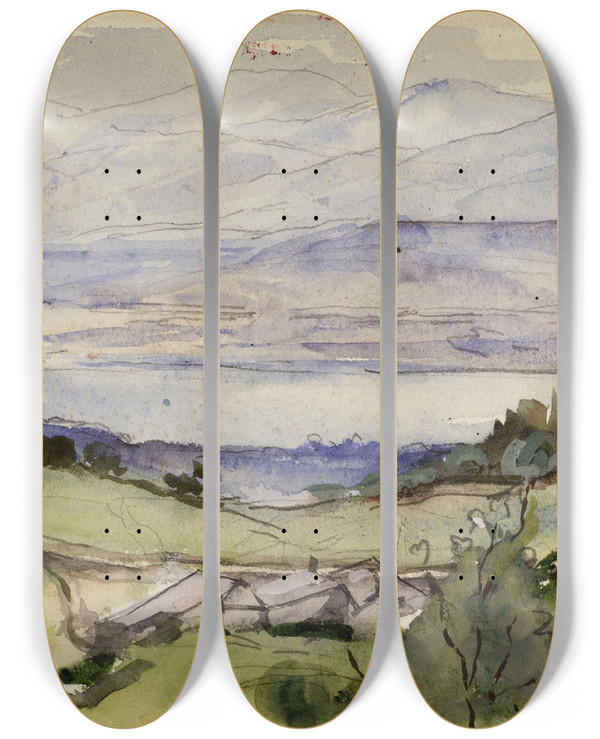 Triptych art skateboard deck of Marie Bracquemond Divonne by Marie Bracquemond (1841-1916)
