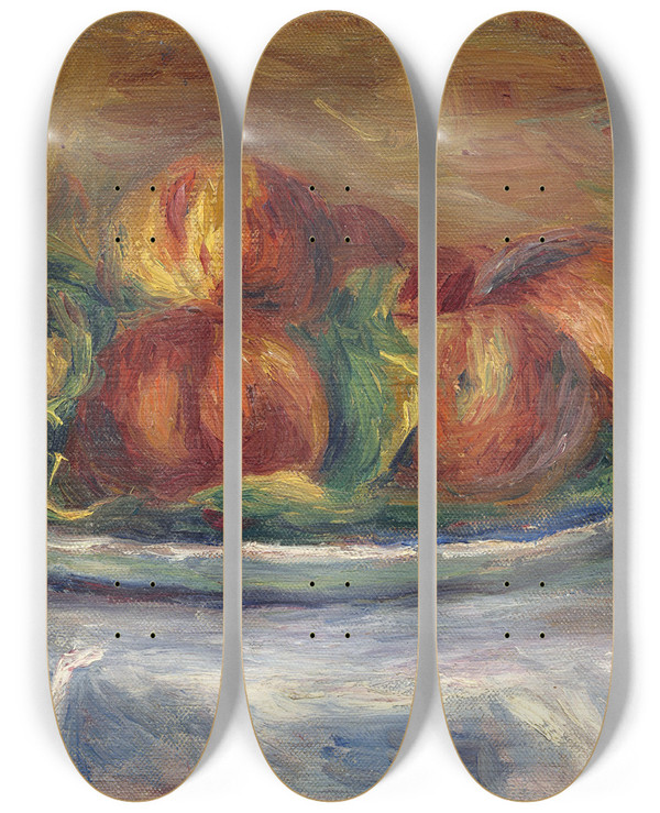 Triptych art skateboard deck of Pierreauguste Renoir Peaches On A Plate by Pierre-Auguste Renoir (1841-1919)