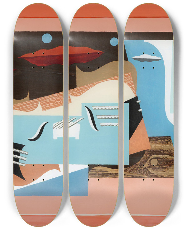 Triptych art skateboard deck of Louis Marcoussis Nature Morte La Grande Ourse by Louis Marcoussis (1883-1941)