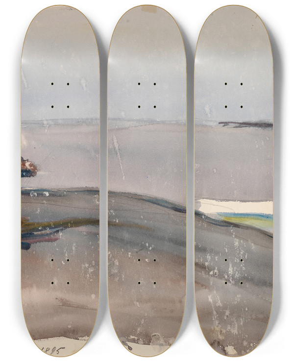 Triptych art skateboard deck of Magnus Enckell Maritime Landscape by Magnus Enckell (1870-1925)