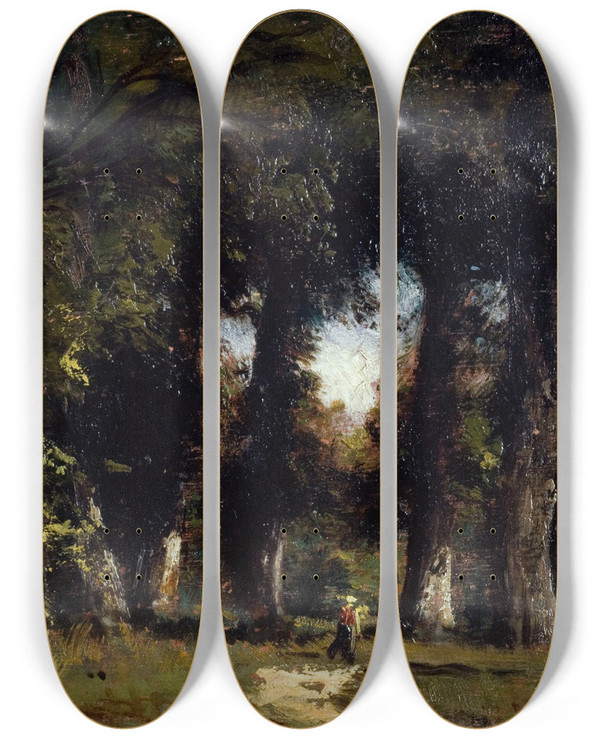 Triptych art skateboard deck of Flix Ziem Lisire De Fort by Felix Ziem (1821-1911)