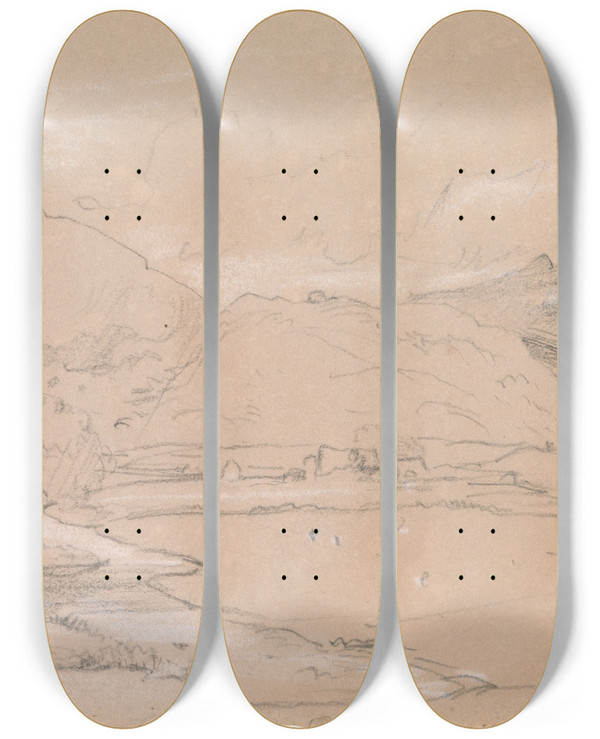 Triptych art skateboard deck of John Linnell Beddgelert by John Linnell (1792-1882)