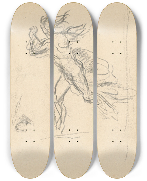 Triptych art skateboard deck of Paul Czanne Spanish Dancers by Paul Cezanne (1839-1906)