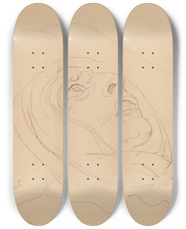 Triptych art skateboard deck of James Ensor My Dead Mother Iv by James Ensor (1860-1949)