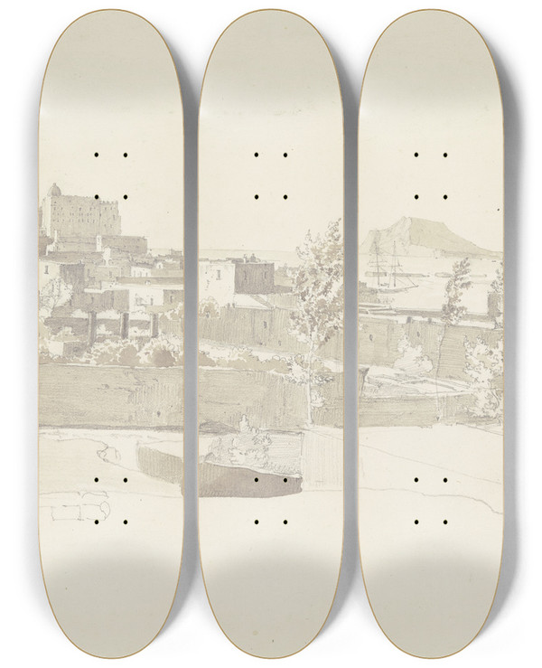 Triptych art skateboard deck of Friedrich Eisenlohr  Pozzuoli by Friedrich Eisenlohr