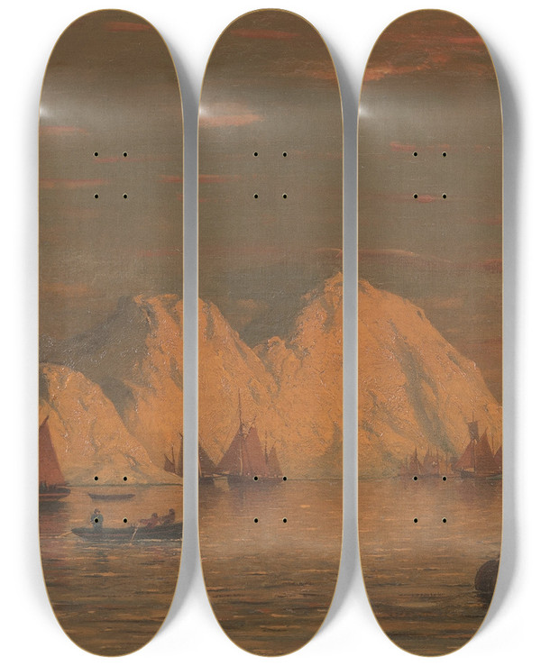 Triptych art skateboard deck of William Bradford Off The Coast Of Labrador by William Bradford (1823-1892)