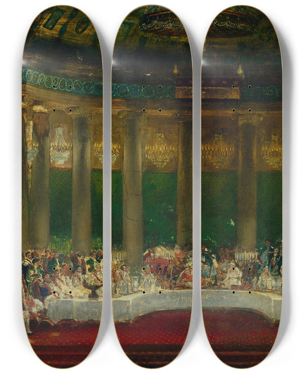 Triptych art skateboard deck of Alexandre Benoit Jean Dufay Le Repas De Mariage De Napolon Ier Aux Tuileries Le 2 Avril 1810 by Alexandre Benoit Jean Dufay (1770-1844)