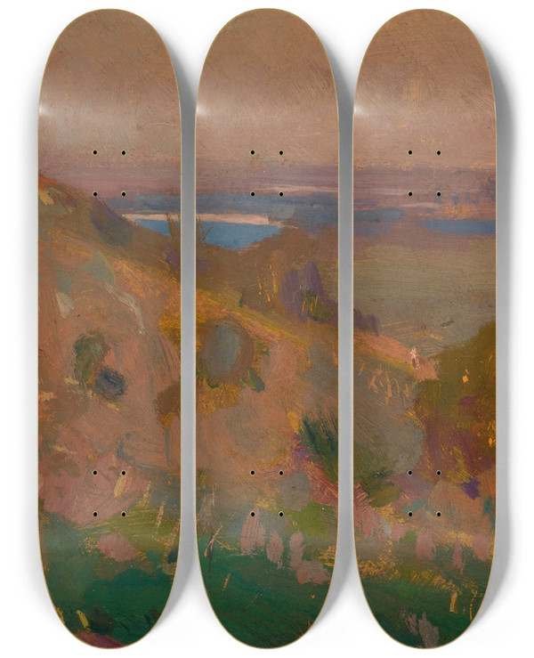 Triptych art skateboard deck of Jan Stanislawski Kiev by Jan Stanislawski (1860-1907)