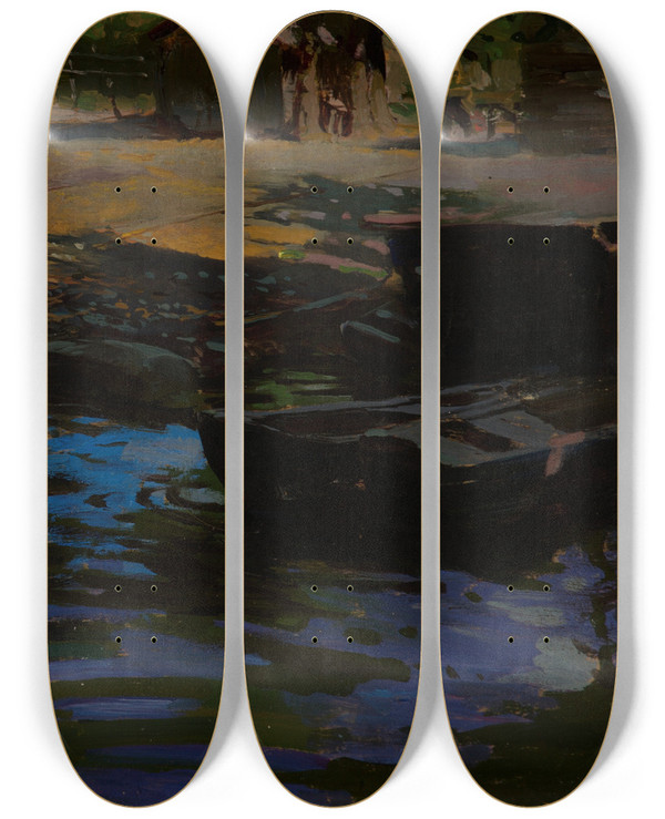 Triptych art skateboard deck of Feliks Wygrzywalski Reflection by Feliks Wygrzywalski (1875-1944)