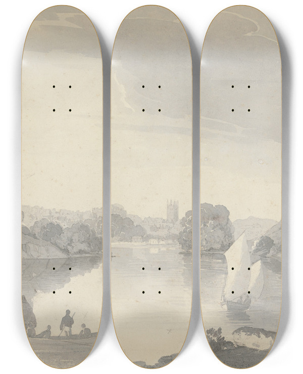 Triptych art skateboard deck of John Baverstock Knight Totness by John Baverstock Knight (1785-1859)