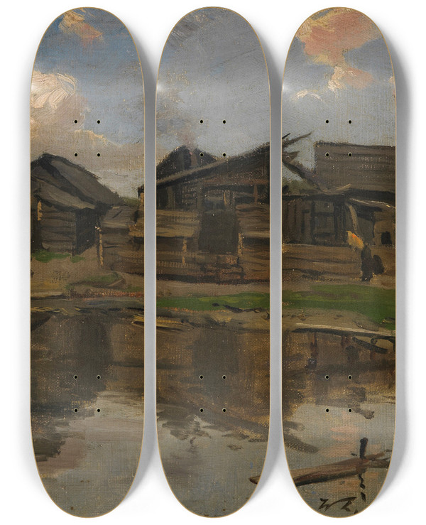 Triptych art skateboard deck of Walter Leistikow Swaroschin Polen by Walter Leistikow (1865-1908)