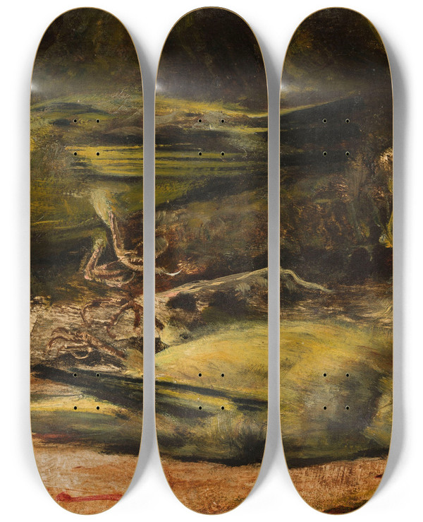 Triptych art skateboard deck of Curt Agthe Dead Birds_2 by Curt Agthe (1862-1943)