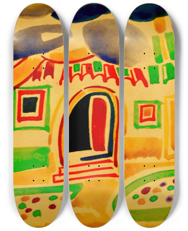 Triptych art skateboard deck of Amadeo De Souzacardoso Untitled_3 by Amadeo de Souza-Cardoso (1887-1918)