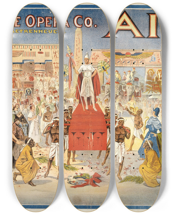 Triptych art skateboard deck of Otis Lithograph Co Aida by The Otis Lithograph Co (19-20-)