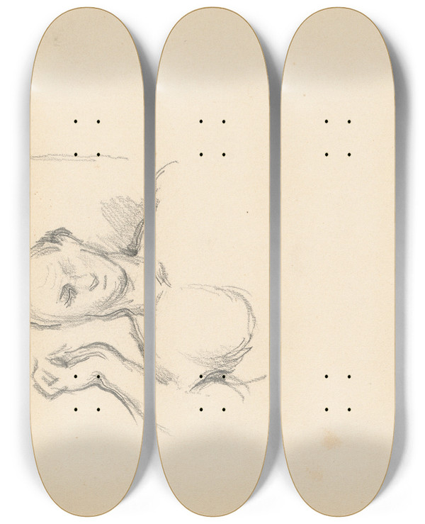 Triptych art skateboard deck of Paul Czanne Study Of The Roman Orator Germanicus by Paul Cezanne (1839-1906)