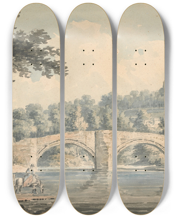 Triptych art skateboard deck of Edward Dayes Appleby Westmoreland by Edward Dayes (1763-1804)