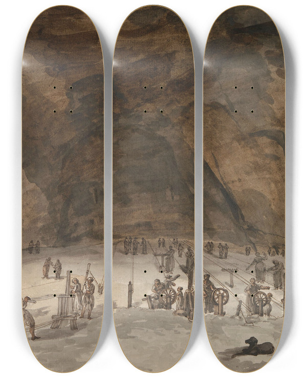 Triptych art skateboard deck of Abrahamlouisrodolphe Ducros Interieur Van Grot Santa Maria Capella by Abraham-Louis-Rodolphe Ducros (1748-1810)