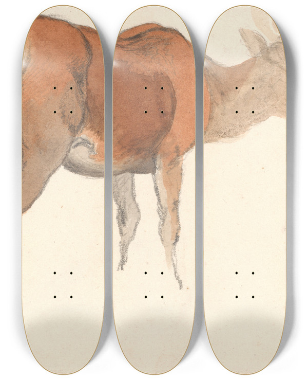 Triptych art skateboard deck of Robert Hills A Stag by Robert Hills (1769-1844)