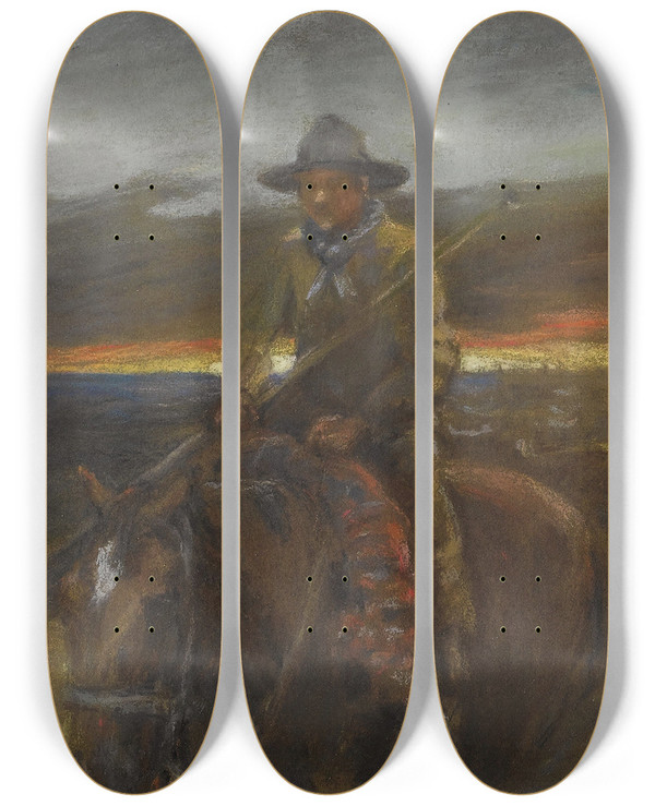 Triptych art skateboard deck of Theodor Kaufmann Untitled by Theodor Kaufmann (1814-1896)