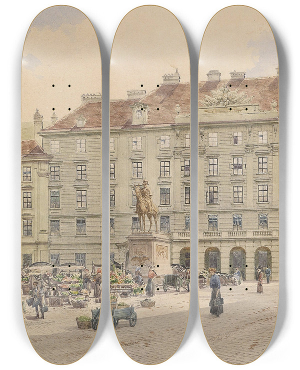 Triptych art skateboard deck of Richard Moser Am Hof Kriegsministerium by Richard Moser (1874-1924)