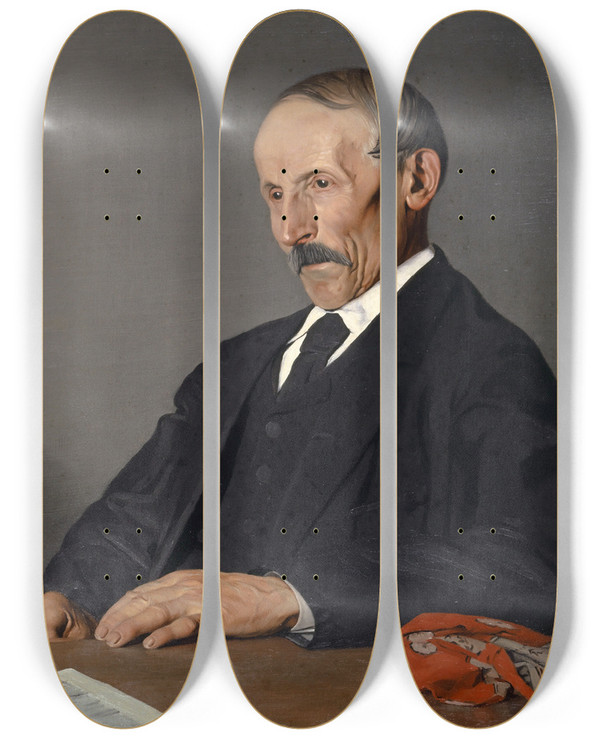 Triptych art skateboard deck of Flix Vallotton The Old Concierge by Felix Vallotton (1865-1925)