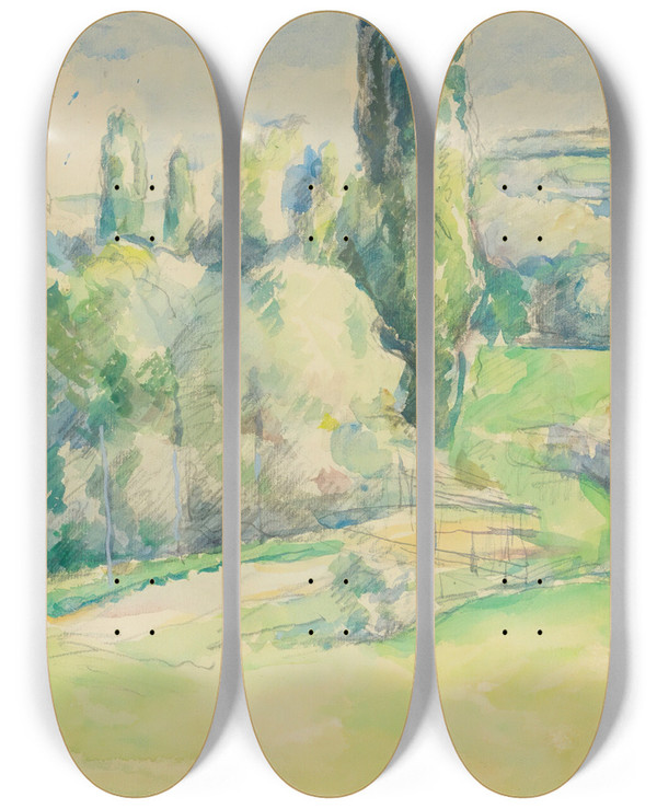 Triptych art skateboard deck of Paul Czanne La Cte Du Jallais Pontoise by Paul Cezanne (1839-1906)