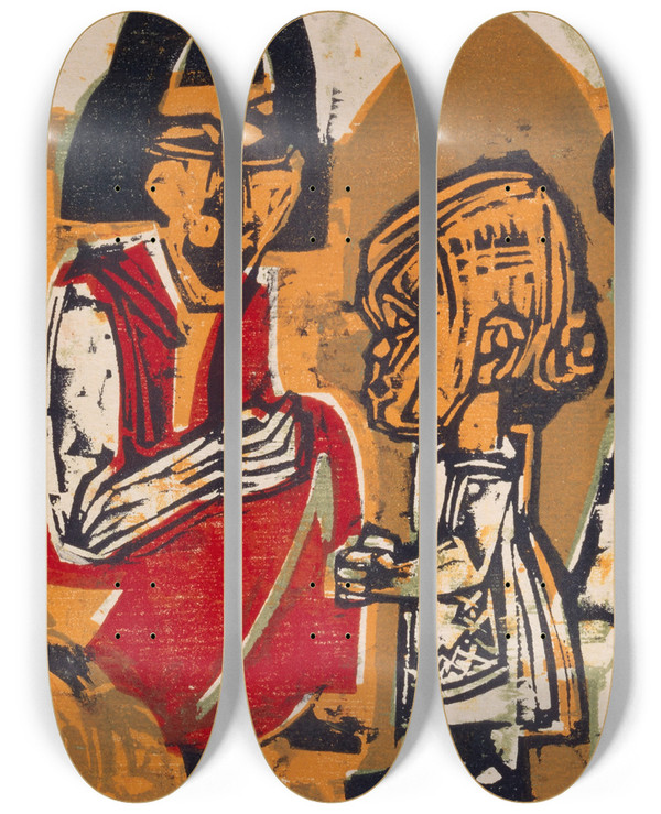 Triptych art skateboard deck of Albert Mller Anna Mller Mit Judith Und Kaspar by Albert Muller (1897-1926)