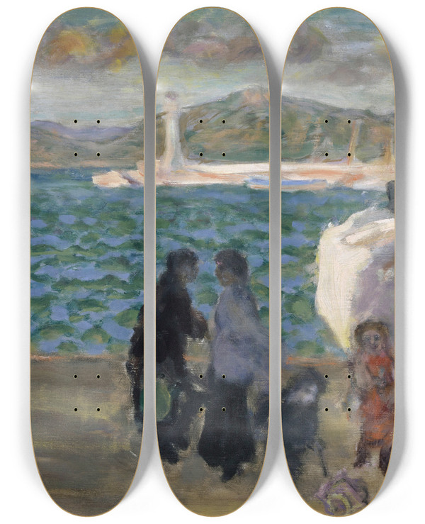 Triptych art skateboard deck of Pierre Bonnard The Foggy Gulf Ciel De Mistral by Pierre Bonnard (1867-1947)