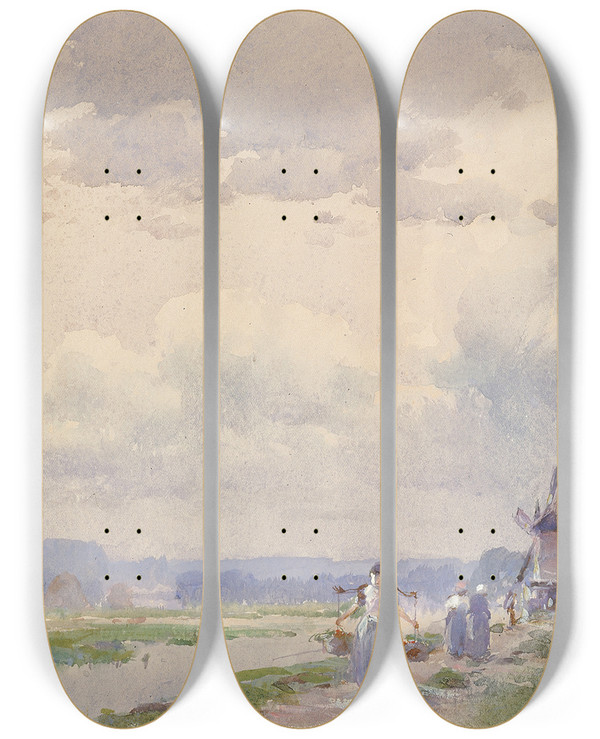 Triptych art skateboard deck of William Henry Holmes In Holland by William Henry Holmes (1846-1933)