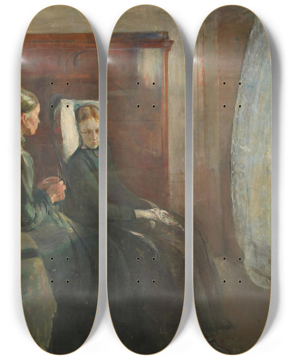 Triptych art skateboard deck of Edvard Munch Spring by Edvard Munch (1863-1944)