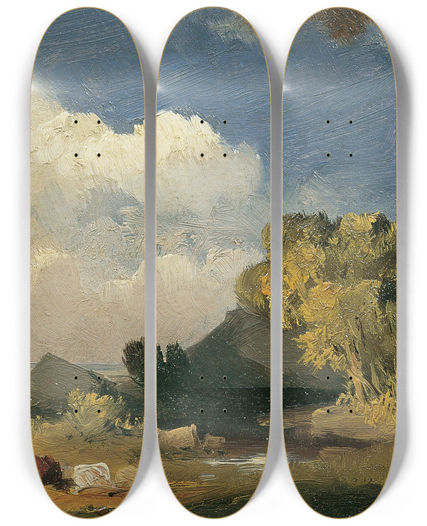 Triptych art skateboard deck of Joseph Brunner Aus Der Untersteiermark by Joseph Brunner (1826-1893)
