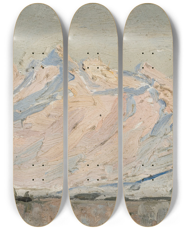Triptych art skateboard deck of Anna Boberg The Sun Over Lofoten Study by Anna Boberg (1864-1935)