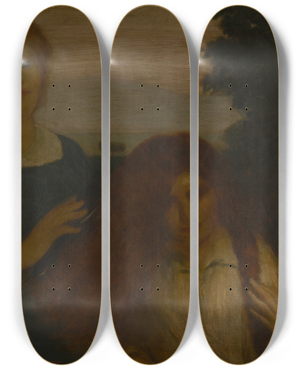 Triptych art skateboard deck of Arthur Bowen Davies Rose Torose by Arthur Bowen Davies (1862-1928)