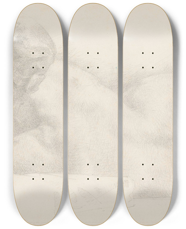 Triptych art skateboard deck of Reijer Stolk Liggend Vrouwelijk Naakt by Reijer Stolk (1896-1945)