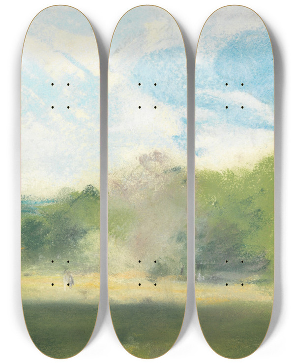 Triptych art skateboard deck of Hercules Brabazon Brabazon View At Oaklands by Hercules Brabazon Brabazon (1821-1906)