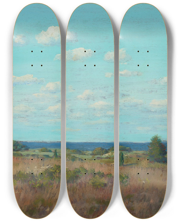 Triptych art skateboard deck of William Merritt Chase Autumn by William Merritt Chase (1849-1916)