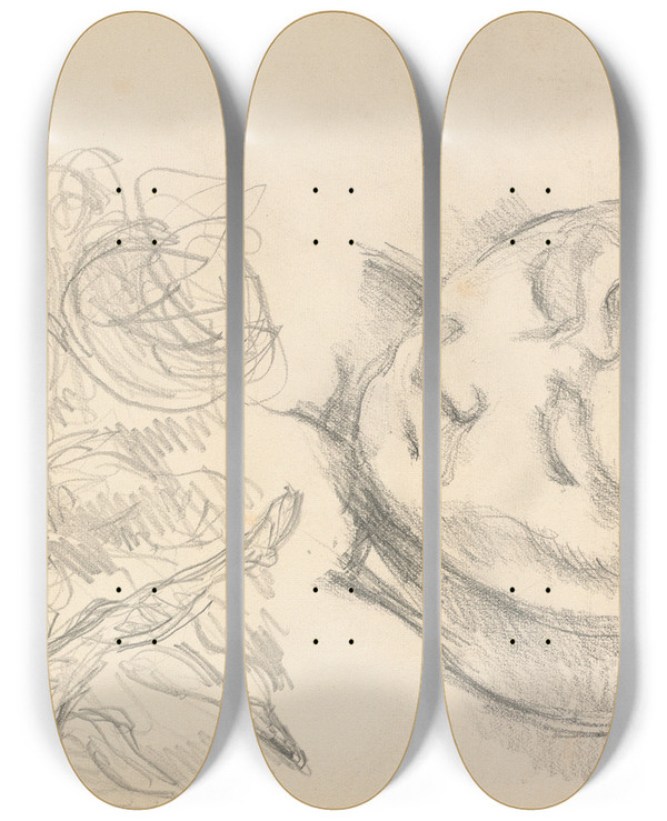 Triptych art skateboard deck of Paul Czanne Studies Including Madame Czanne by Paul Cezanne (1839-1906)