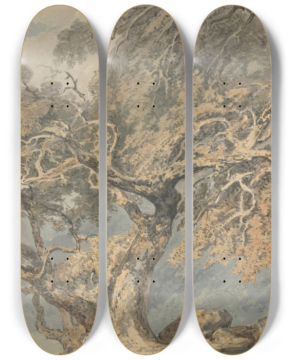Triptych art skateboard deck of Joseph Mallord William Turner A Great Tree by Joseph Mallord William Turner (1775-1851)