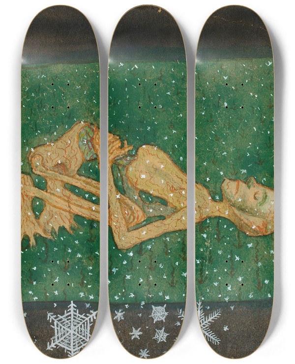 Triptych art skateboard deck of Hugo Simberg Autumn Ii_1 by Hugo Simberg (1873-1917)