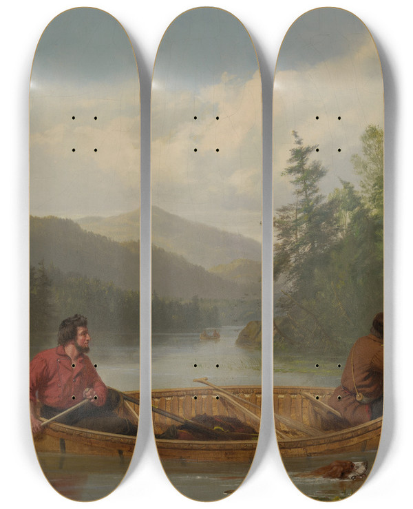 Triptych art skateboard deck of Arthur Fitzwilliam Tait A Goodchance by Arthur Fitzwilliam Tait (1819-1905)