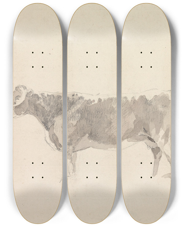 Triptych art skateboard deck of Sawrey Gilpin Studies Of Cattle by Sawrey Gilpin (1733-1807)
