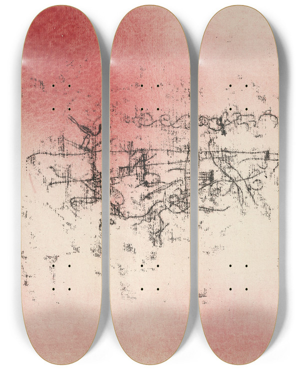 Triptych art skateboard deck of Paul Klee Bird Landscape by Paul Klee (1879-1940)